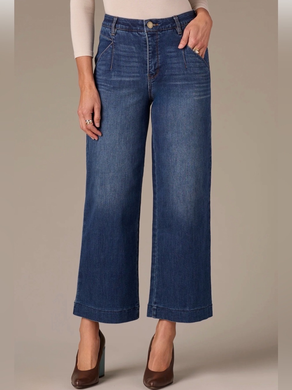Wit & Wisdom Wyatt Skyrise V-Pocket Wide Leg Jeans Blue Size 00 NWOT